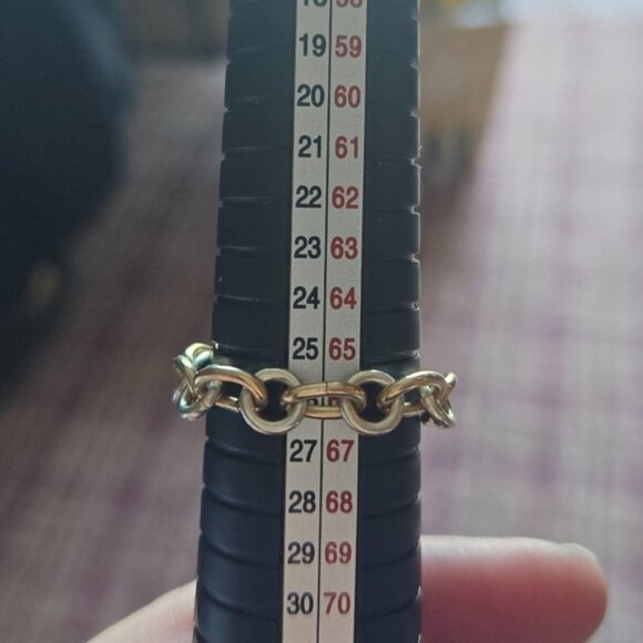 Elegant Alternating Gold and Silver Chain Link Ring Size 66 - Picture 3 of 3